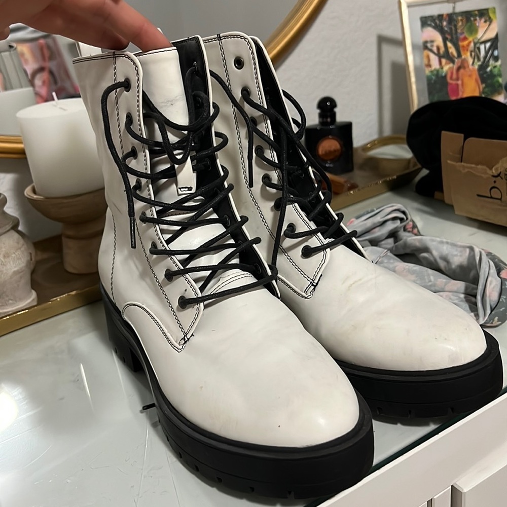 White combat boots